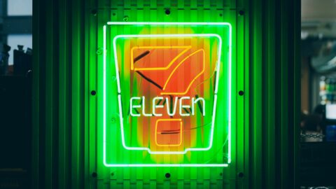 7-Eleven logo at a 7-Eleven store.