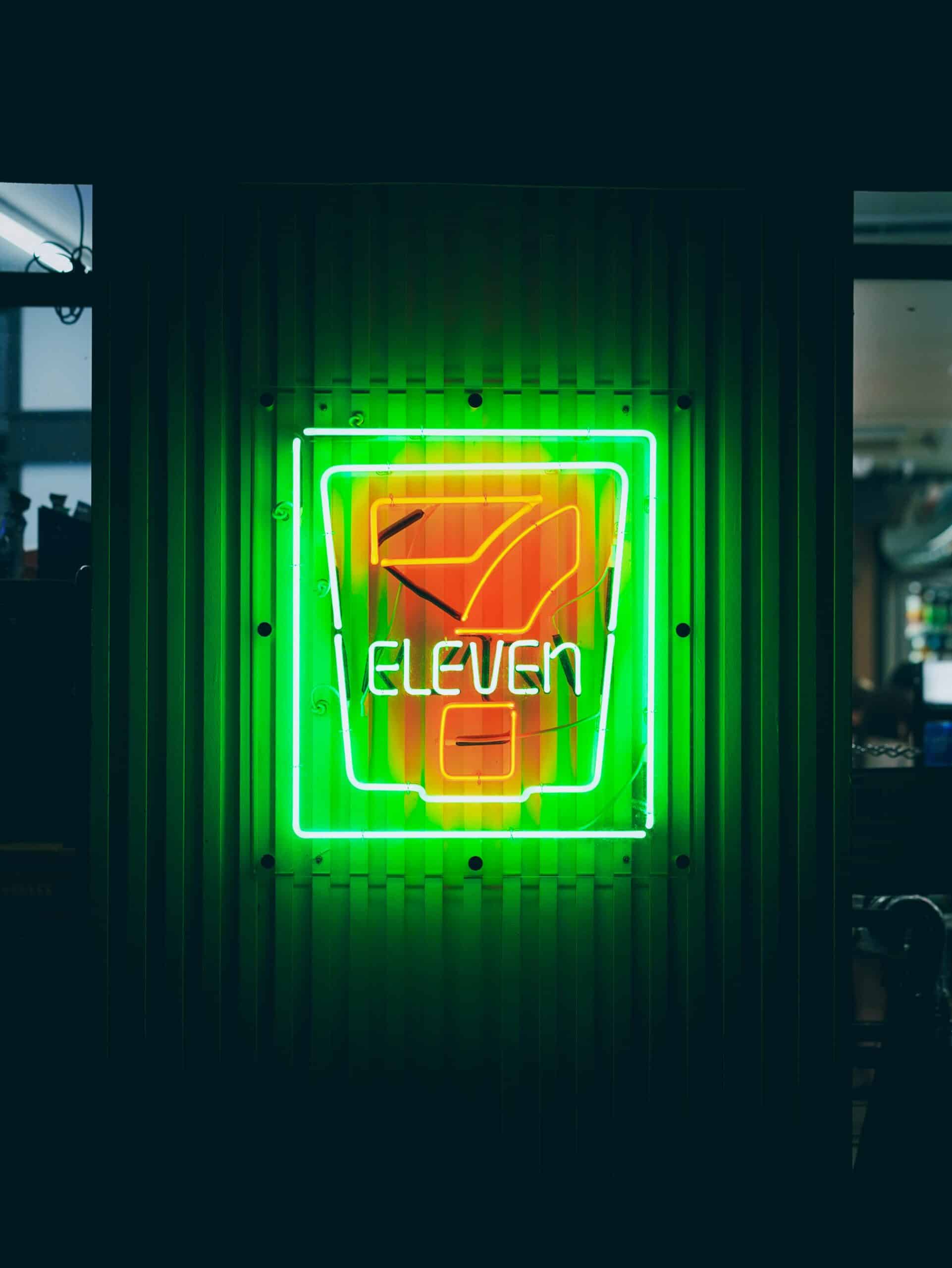 7-Eleven logo at a 7-Eleven store.
