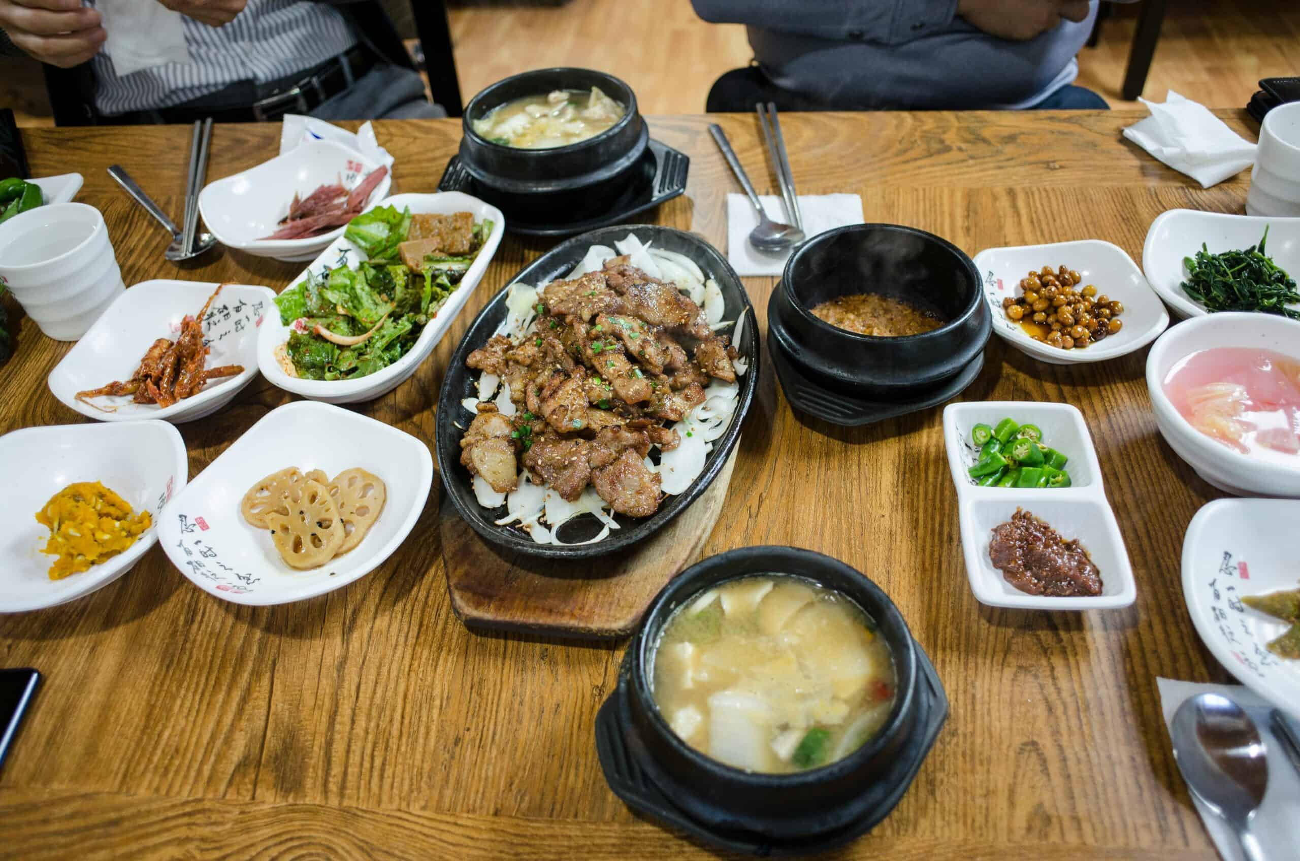 Korean food on the table.