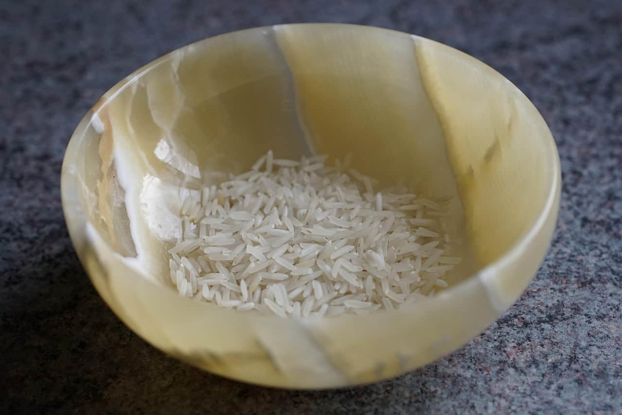 Small portion of rice in a bowl. 