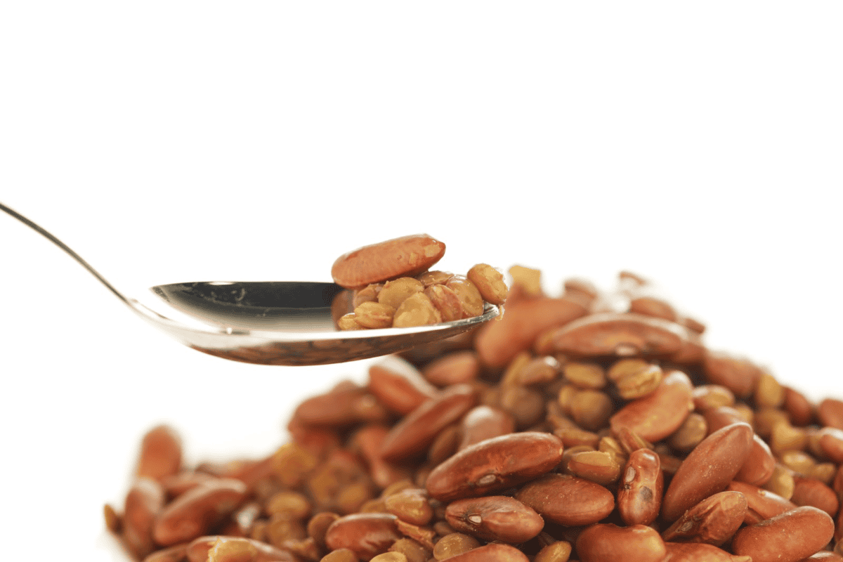 A pile of red beans and lentils.