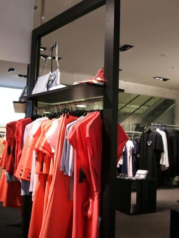 Stylish clothing and accessories showcase in Seoul Korea fashion store.